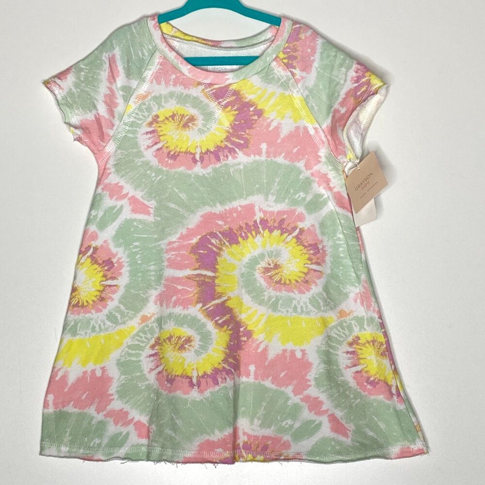 New Grayson Mini Short Sleeve Tie Dye Dress Toddler Girl Size 4T